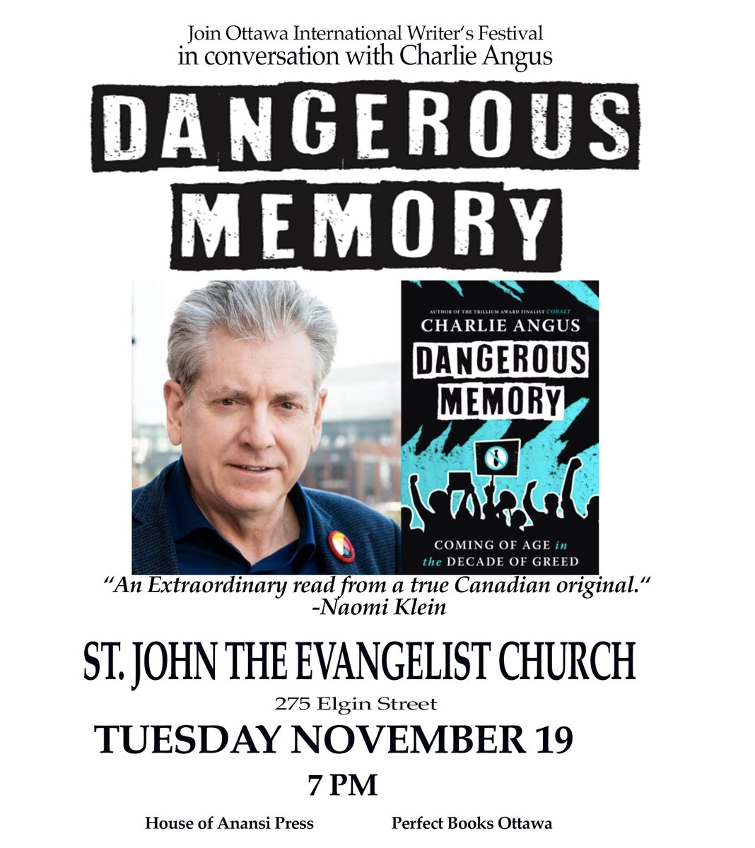 Charlie Angus (@charlieangusndp) on Twitter photo If you're in Ottawa mark this date down Nov 19 in your calendar.
<a href="/Writersfest/">Ottawa Writers Festival</a> <a href="/HouseofAnansi/">House of Anansi Press</a> Perfect Books Ottawa If you're in Ottawa mark this date down Nov 19 in your calendar.
<a href="/Writersfest/">Ottawa Writers Festival</a> <a href="/HouseofAnansi/">House of Anansi Press</a> Perfect Books Ottawa