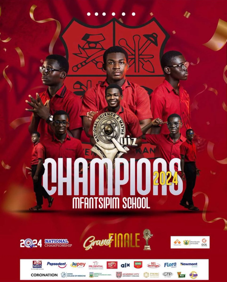 mobafraternity's tweet photo. MFANTSIPIM NSMQ CHAMPIONS 🔴⚫️

We present to you the 2024 National Science &amp; Mathematics Quiz Champions, MFANTSIPIM SCHOOL!!! Victory for the Mfantsipim NSMQ Team! Your dedication and intellect have made us proud.

#NSMQ2024 
#GODIsAMOBA 
#MfantsipimSchool 
#MOBANational https://t.co/YBRiye0Aqw