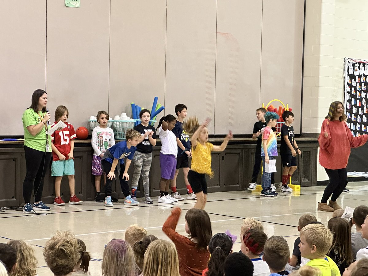 This morning we had an incredible assembly by our Hitchcock Fuel Up to Play 60 Fitness Ambassadors to teach us all about staying active and healthy. Teachers competed against students in different fitness events and the students won! <a href="/Mrs_Goetz_PE/">Mrs. Goetz</a>