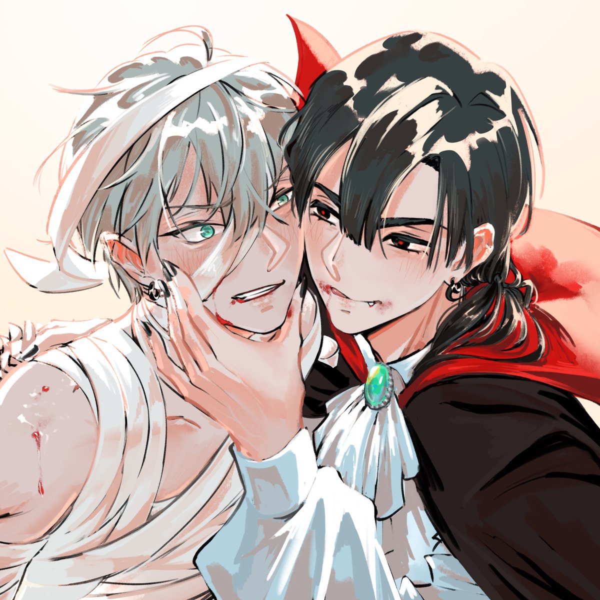 la_zy53's tweet photo. 💙💚Happy Halloween💚💙
吸血鬼伊凡與他的血包嬌妻蒂爾

#ALNST #에이스테 #ivantill https://t.co/23rS8RQUSJ
