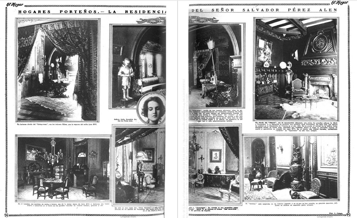 bsasperdida's tweet photo. La revista El Hogar del 9 de noviembre de 1923 nos muestra los interiores de la soberbia residencia de Eduardo Pérez Alem y su esposa Celia González Durán (sus iniciales aún se pueden ver en las rejas de las ventanas).

Foto subida por Alejandro S. Milberg https://t.co/Pou2b9hLF7