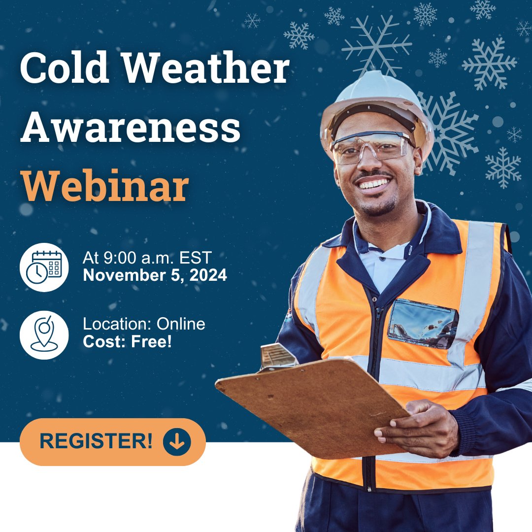 Winter weather poses severe risks to outdoor workers. 

❄️ Stay safe this winter! Join us for a free webinar on cold weather hazards and learn how to mitigate them. ➡️ bit.ly/4fcY0ye

#WinterSafety #WorkplaceSafety #SafetyWebinar