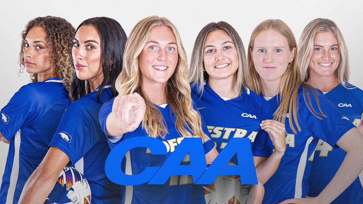 HofstraWSOC's tweet photo. A total of 6️⃣ #Hofstra student-athletes earned All-
@CAASports accolades with Millie Davies a 1st team selection and Mathilde Braithwaite, Ellie Gough, Dagny Run Petursdottir, Gabriella Marte, and Louise Hayden named to the 3rd team.  

#PrideOfLI

https://t.co/NiVxsADZel https://t.co/E8GMV2ExO6
