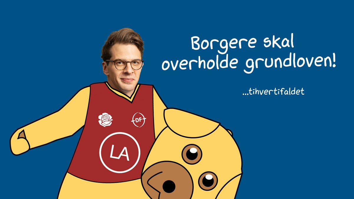 .<a href="/LiberalAlliance/">Liberal Alliance</a> er hoppet med på “borgere skal overholde grundloven”-retorikken. Det svarer til at kræve, at Folketinget skal overholde Bamses Billedbog. En forfatning binder staten! Der er 12+ partier, men tilsyneladende ingen som har bestået samfundsfag på C-niveau. #dkpol