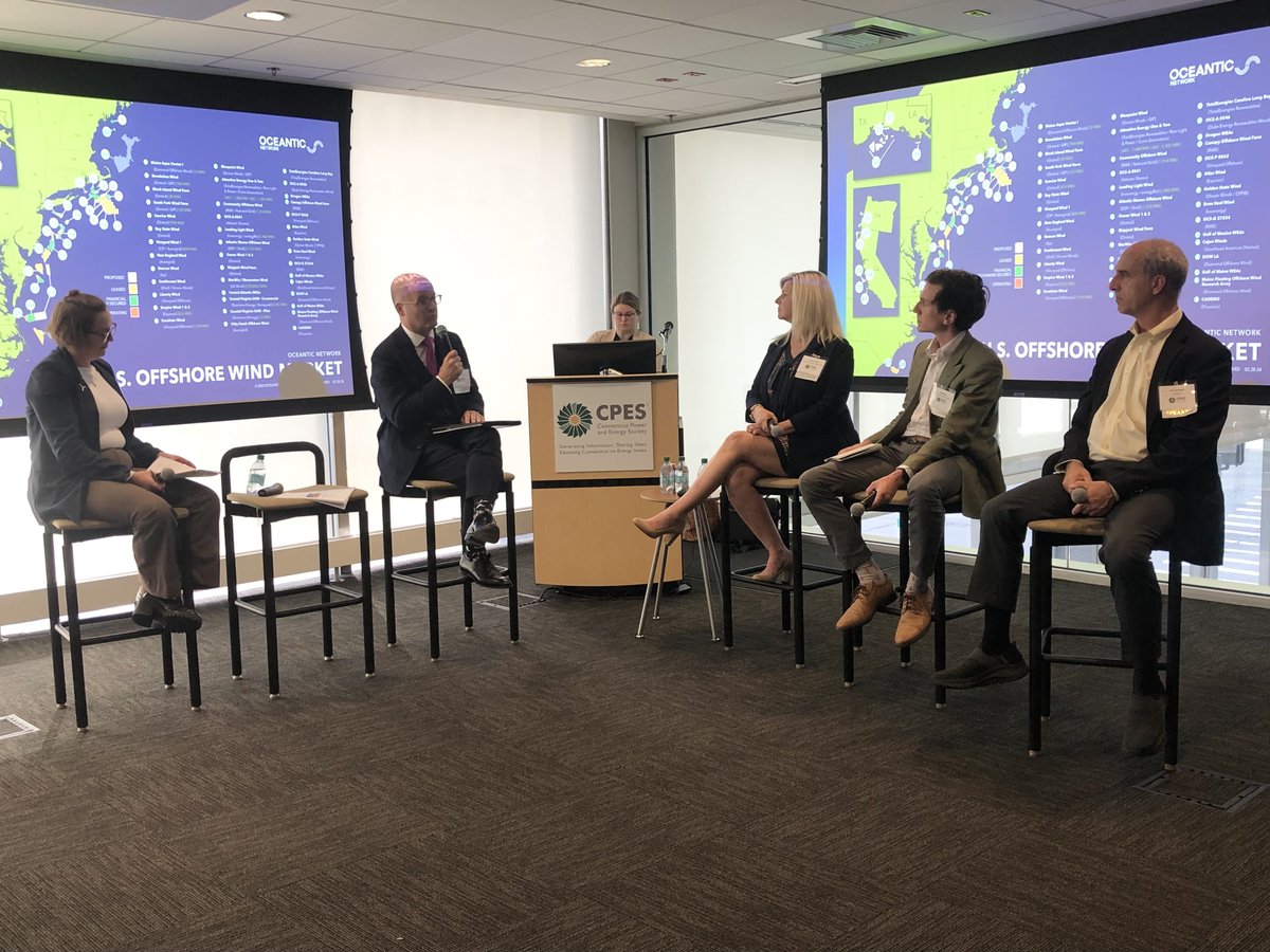 CT_Power_Energy's tweet photo. We closed out the day with a fantastic conversation for Panel 4: The Future of OSW! Thank you to featured speakers Delia Warren of @XodusGroup, Tony Appleton of @BurnsMcDonnell, Kristin Urbach of CT Wind Collaborative, Kelt Wilska of @EnviroLeagueMA &amp; Ken Kimmell of @Avangrid. https://t.co/pwr4YEDZro