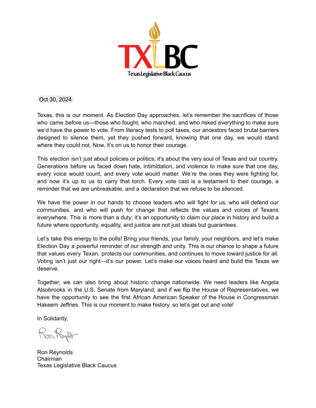 Texas Black Caucus tweet media