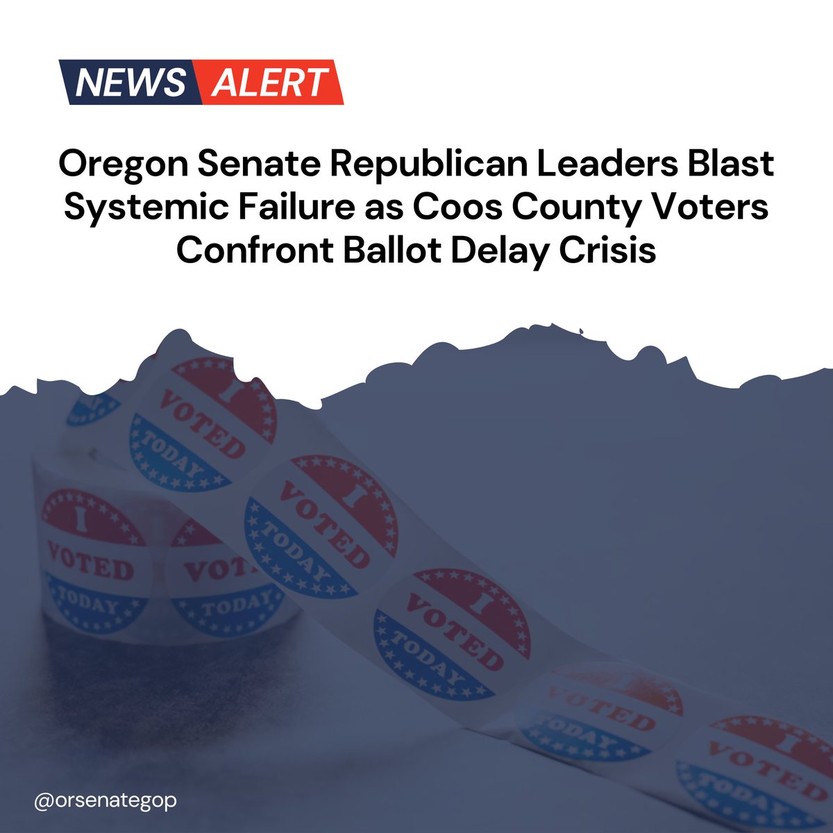 ORSenateGOP's tweet photo. Senate Republicans are calling for improvements in Oregon's election system after ongoing ballot delays in Coos County. Voters deserve better. To get a replacement ballot, contact the Coos County Elections Office at 541-396-7610. 🗳️

🔗 Press release: https://t.co/rxhQePJpKh https://t.co/Hts73XQEfE