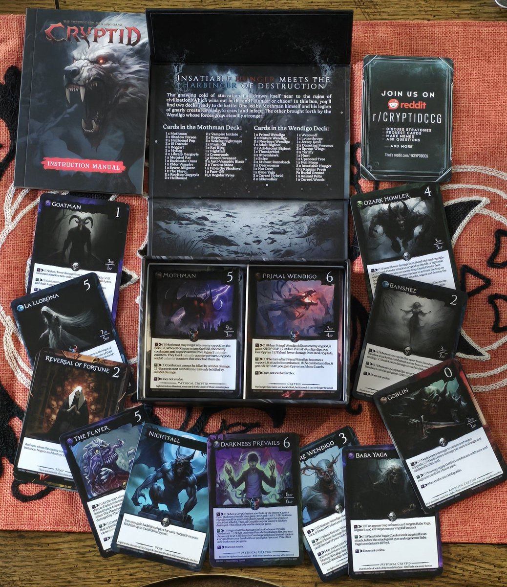 lalagrenade's tweet photo. #darknessprevails #criptid #mothman #wendigo #eeriecast #cardgames https://t.co/QsAKtElEZY