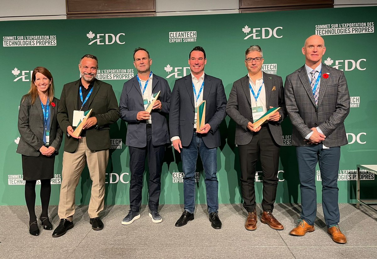 ExportDevCanada's tweet photo. Congratulations to this year’s #Cleantech Export Stars &amp; Ones to Watch! We recognized 5 Canadian companies for their innovations at yesterday’s Cleantech Export Summit. Learn more about their achievements: https://t.co/wye2xNVYZe @AskUgoWork @OpsunSolar #CleanTechPropres https://t.co/ES2OTjuT05