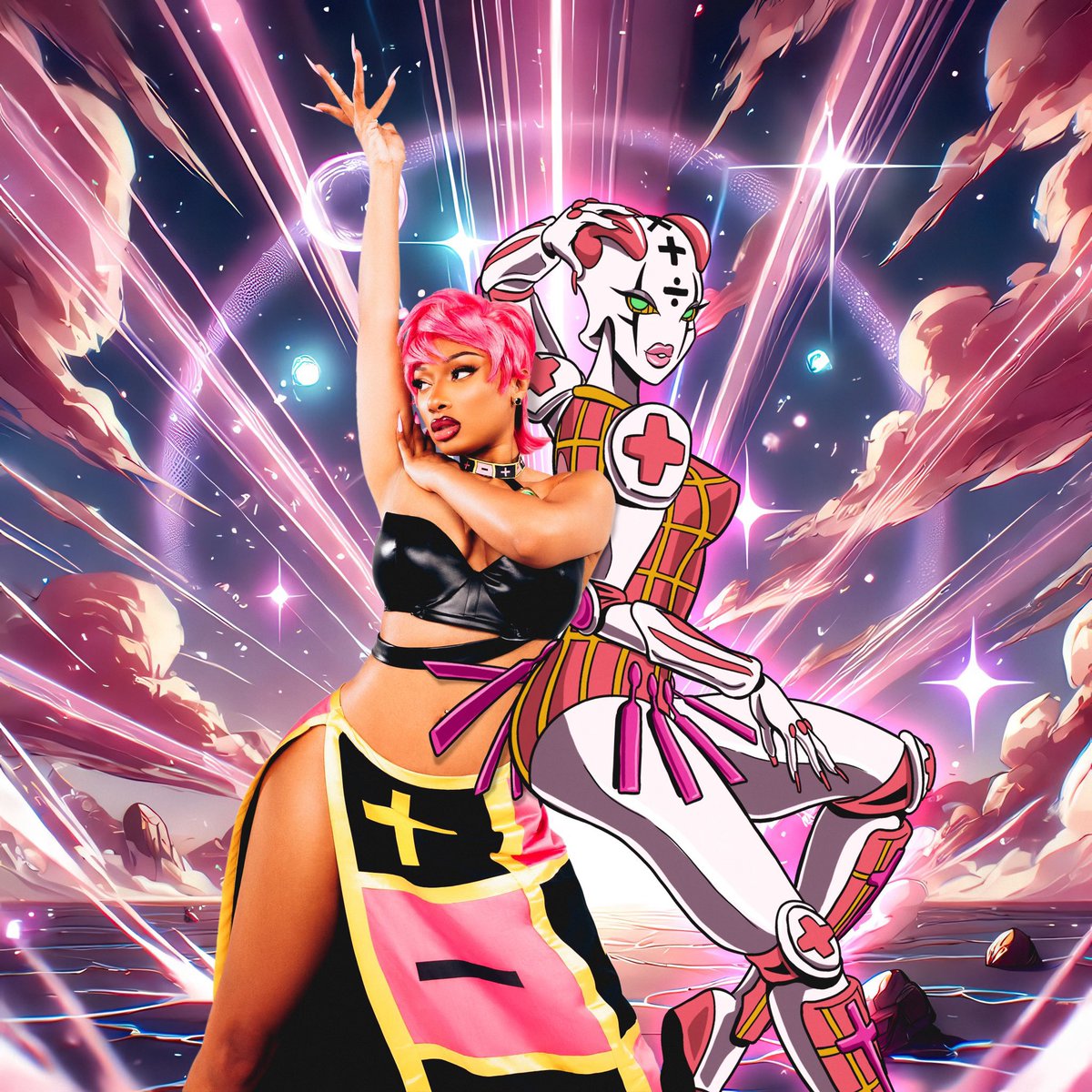 Megan Thee Stallion dresses up as Trish Una from JoJo’s Bizarre Adventure for Halloween.