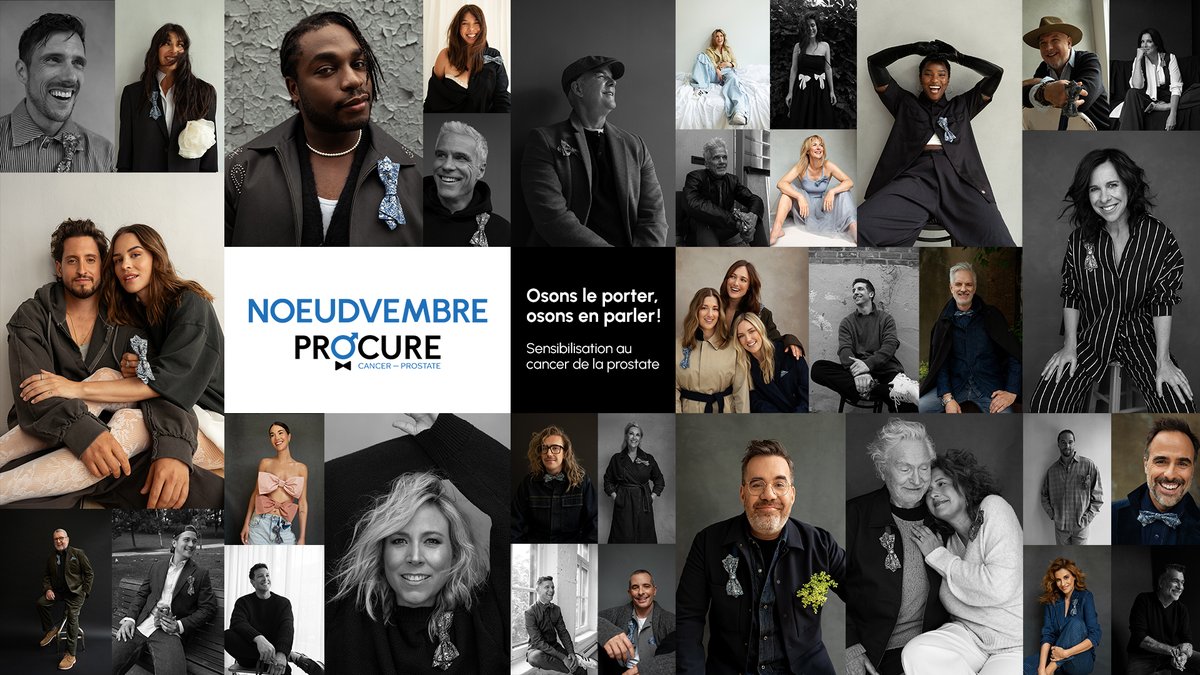 Pour la 11e édition de #Noeudvembre, 38 ambassadeurs et ambassadrices se mobilisent avec PROCURE pour la sensibilisation au cancer de la prostate, une cause qui touche des milliers de Québécois.📷 Contribuez en portant le nœud  papillon: bit.ly/3NvO9I0