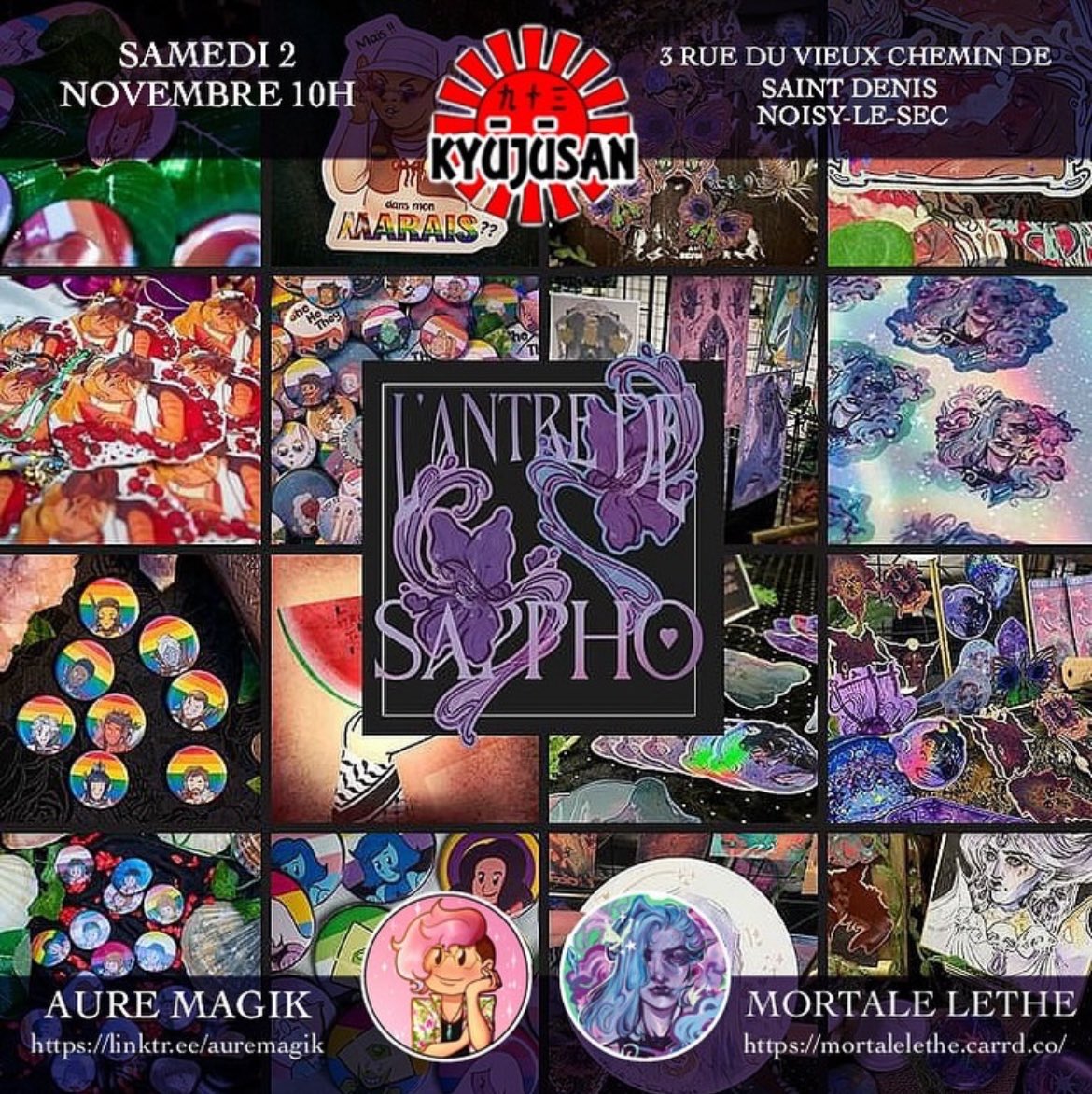 ANNONCE CONVENTION ✨

Retrouvez-nous avec <a href="/Aure_Magik/">🍉Aure🍉 Out of AI vendredi 26/12</a> le samedi 2 novembre dès 10h à l’Oasis 3 rue du vieux chemin de St Denis 93130 Noisy-le-sec pour la <a href="/kyuu_juu_san/">Convention Kyuu Juu San (93)</a> ✨

On a extrêmement hâte, en espérant vous y retrouver ! À bientôt 🪷