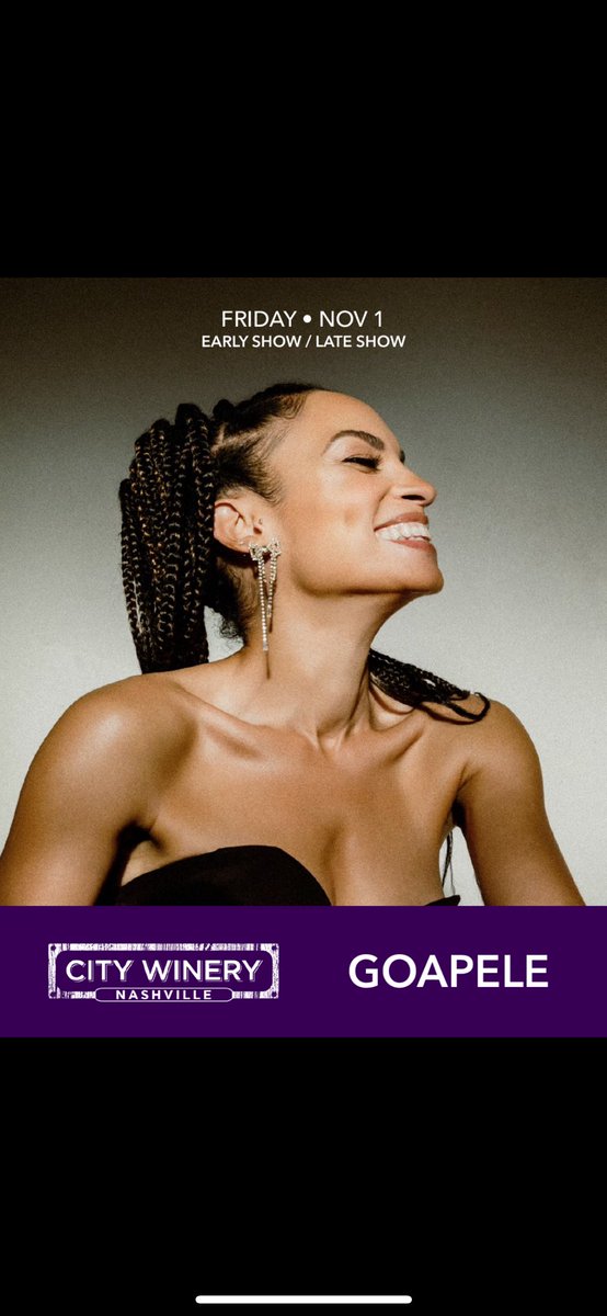 Goapele's tweet image. After what has felt like way too long- I’m excited to head back to Nashville, TN again!! 🙌🏽🙌🏽❤️ Come through FRI 11/01 if you are anywhere near @CityWineryNSH #livemusic
