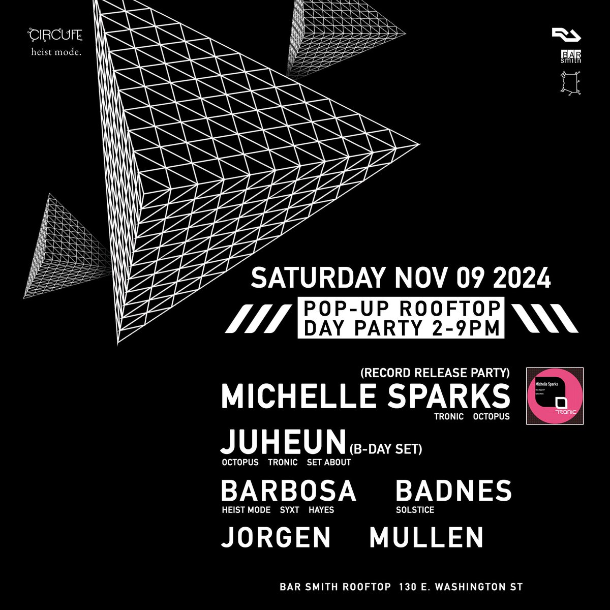CircuitAZ's tweet photo. Join us Saturday 11/9 at @BarSmithPHX for our next pop-up celebrating @msparksofficial’s release! 🔥 a stacked lineup with @heist_mode label boss @barbosaofficiaI, a special bday set from @JuheunMusic + Badnes, @mullen_az &amp; @ItsJorgenMusic. 2pm- 9pm

Tix: https://t.co/9dZQS2iY8c https://t.co/Ok4PkfeaOp