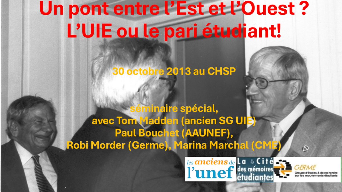 Germe (@germeinform) on Twitter photo Il y a 11 ans jour pour jour, avec P. Bouchet et T. Maddent, L’UIE ou le pari étudiant 30/10/2013
youtube.com/watch?v=AeO__O…
<a href="/LaContempo_BAM/">La Contemporaine</a> <a href="/ESUtwt/">European Students' Union (ESU)</a> <a href="/PriamaDiia/">Пряма дія | Direct Action</a> <a href="/aaunef/">AA UNEF</a> <a href="/UNEF/">UNEF</a> <a href="/La_FAGE/">FAGE</a> <a href="/unionetudiante_/">L’Union Étudiante</a> <a href="/SolidairesEtu/">Solidaires étudiant-e-s</a> <a href="/RevesJeunes/">Reves Jeunes</a> Il y a 11 ans jour pour jour, avec P. Bouchet et T. Maddent, L’UIE ou le pari étudiant 30/10/2013
youtube.com/watch?v=AeO__O…
<a href="/LaContempo_BAM/">La Contemporaine</a> <a href="/ESUtwt/">European Students' Union (ESU)</a> <a href="/PriamaDiia/">Пряма дія | Direct Action</a> <a href="/aaunef/">AA UNEF</a> <a href="/UNEF/">UNEF</a> <a href="/La_FAGE/">FAGE</a> <a href="/unionetudiante_/">L’Union Étudiante</a> <a href="/SolidairesEtu/">Solidaires étudiant-e-s</a> <a href="/RevesJeunes/">Reves Jeunes</a>
