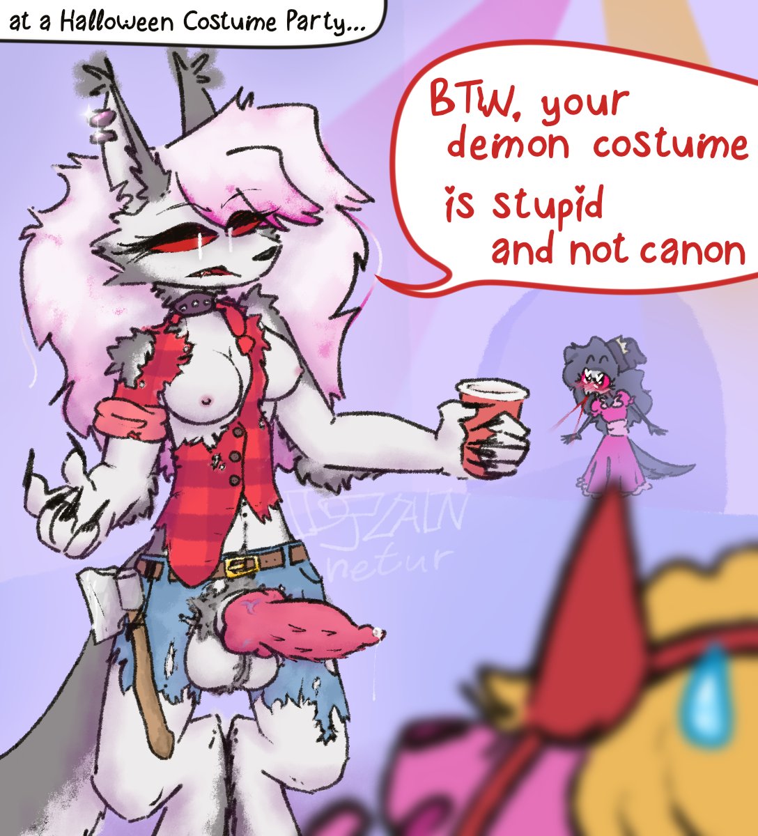 djannetur's tweet photo. Lumberjack Werewolf Loona 🎃🪓
Loona was invited to a Spooky Halloween Party, the rest is history.

#furrynsfw #furryart #nsfwart #Loona #Loona_Helluva_Boss #LoonaHelluvaBoss #Helluva_Boss_Loona #wardrobe_malfunction #Helluva_boss #Helluva_boss_art #fanart #werewolf #Halloween https://t.co/C9ybCU8vZH