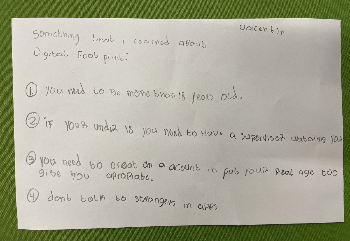 Responses from <a href="/Lima_FortesES/">Lima Elementary</a> #4th grade #DualLanguage Ss about #MediaLiteracy &amp; their #Digital #Footprint during #library today!