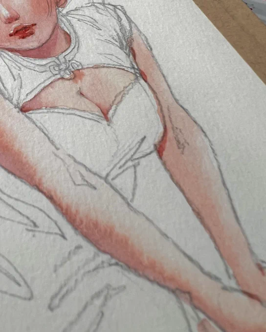 wip…ᝰ 完成は明日に…⌖#透明水彩 #アナログイラスト 