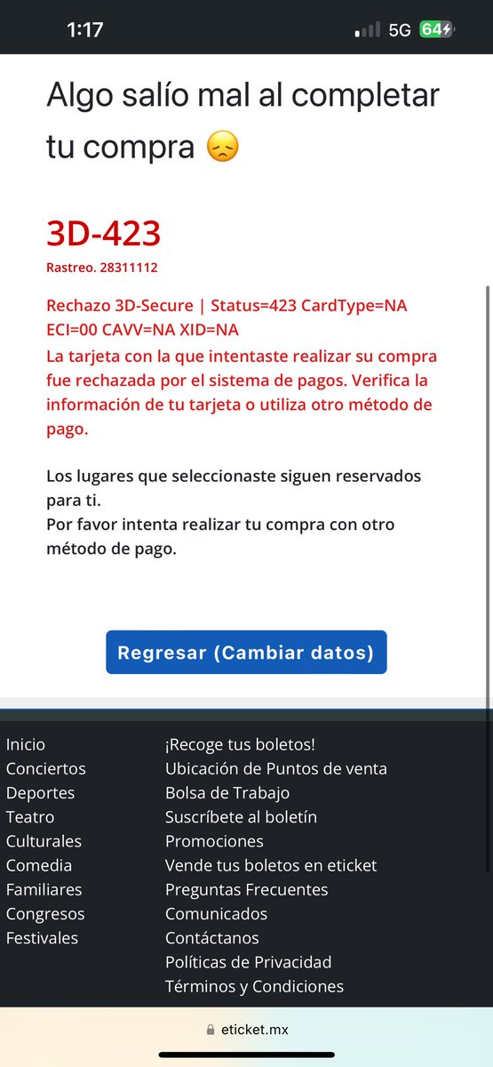 eunicearredondo's tweet photo. @eticket que onda que ya hice dos veces fila y sigue apareciendo lo mismo, arreglen su plataforma. https://t.co/4FzKjw7kLL