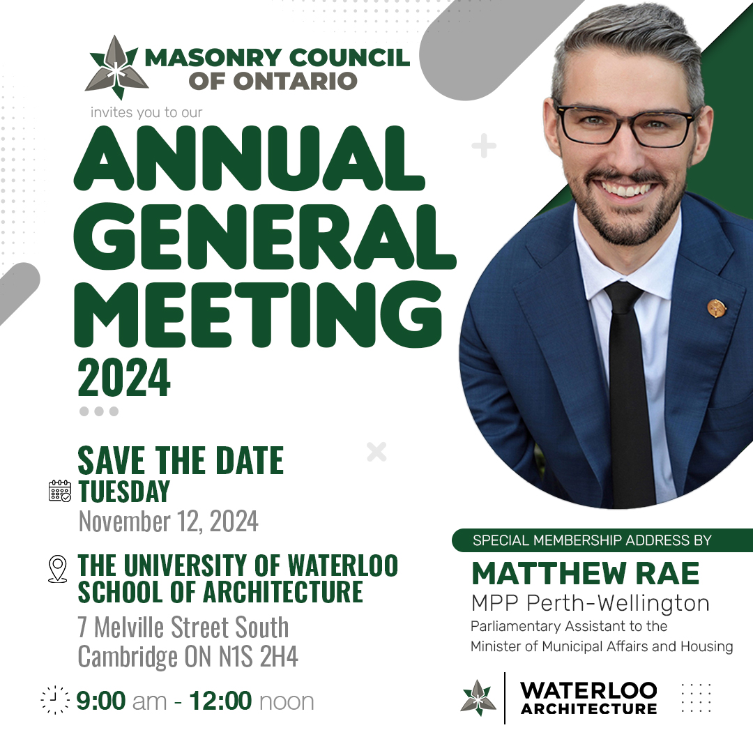 Keynote Speaker Announcement 📣  
We're elated in announcing that Matthew Rae, MPP for Perth-Wellington and Parliamentary Assistant to the Minister of Municipal Affairs and Housing will be our Keynote Speaker at this year's AGM. More updates coming soon!