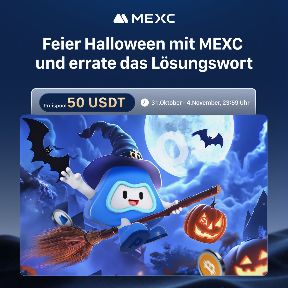 MEXC_DE's tweet photo. Deine letzte Möglichkeit etwas Süßes bei unserem #Halloween  Gewinnspiel zu gewinnen!🤤

Welches Lösungswort siehst Du auf dem Bild?🔎

🎁Gewinne deinen Anteil an 50 $USDT

‼️Teilnahme:
- Folge uns auf Twitter https://t.co/3VNzOAn4hG 
- Like & retweete diesen Post: 
- Teile deine Antwort in den Kommentaren.
- Tritt unserer Telegram-Gruppe bei: https://t.co/cOiJTP8t1J
Fülle dieses Formular aus: https://t.co/2atcZDcMky

#Halloween #Giveaway