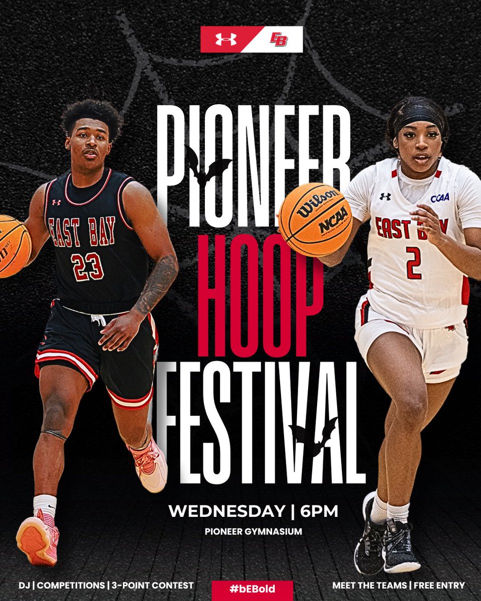 East Bay Pioneers (@eastbaypioneers) on Twitter photo Join the Pioneers this evening as we kick off our season at the 2024 Pioneer Hoop Fest! Meet <a href="/eastbaymbb/">CSU East Bay Men’s Basketball</a> <a href="/EastBayWBB/">Cal State East Bay Women’s Basketball</a> and celebrate!
📍: Pioneer Gymnasium
⏰: 6pm
🎟️: FREE FOR ALL AGES
🎃: Prizes, contests, DJ
#bEBold Join the Pioneers this evening as we kick off our season at the 2024 Pioneer Hoop Fest! Meet <a href="/eastbaymbb/">CSU East Bay Men’s Basketball</a> <a href="/EastBayWBB/">Cal State East Bay Women’s Basketball</a> and celebrate!
📍: Pioneer Gymnasium
⏰: 6pm
🎟️: FREE FOR ALL AGES
🎃: Prizes, contests, DJ
#bEBold
