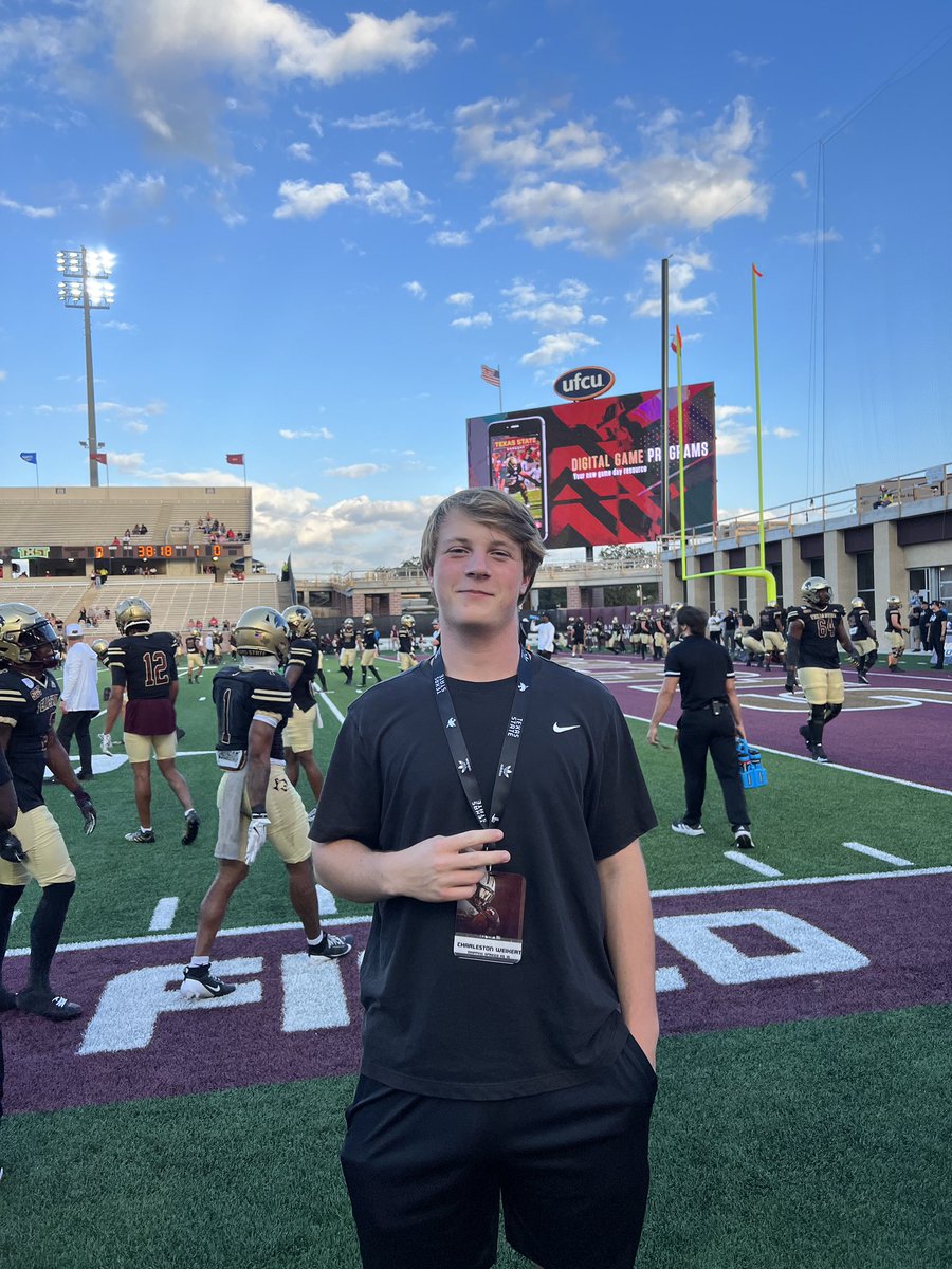 Charleston Weikert 4.5⭐️ Punter, 2025 (@charliejweikert) on Twitter photo Had a great time watching the <a href="/TXSTATEFOOTBALL/">Texas State Football</a> game on Tuesday. Sorry about the loss to Louisiana, and thank you <a href="/CoachS_Koch/">Steven Koch</a> for the game day invite.
<a href="/CoachGZimmerman/">Galen Zimmerman</a> <a href="/DripFB/">Dripping Springs HS Football</a> <a href="/PKA_TX/">Performance Kicking</a> Had a great time watching the <a href="/TXSTATEFOOTBALL/">Texas State Football</a> game on Tuesday. Sorry about the loss to Louisiana, and thank you <a href="/CoachS_Koch/">Steven Koch</a> for the game day invite.
<a href="/CoachGZimmerman/">Galen Zimmerman</a> <a href="/DripFB/">Dripping Springs HS Football</a> <a href="/PKA_TX/">Performance Kicking</a>