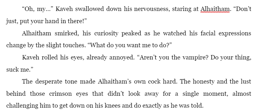 kkiwibin's tweet photo. i found out i have a thing for a slight dom bottom kaveh and sub top alhaitham? this halloween fic just gets better and better https://t.co/M4YFElcpUQ