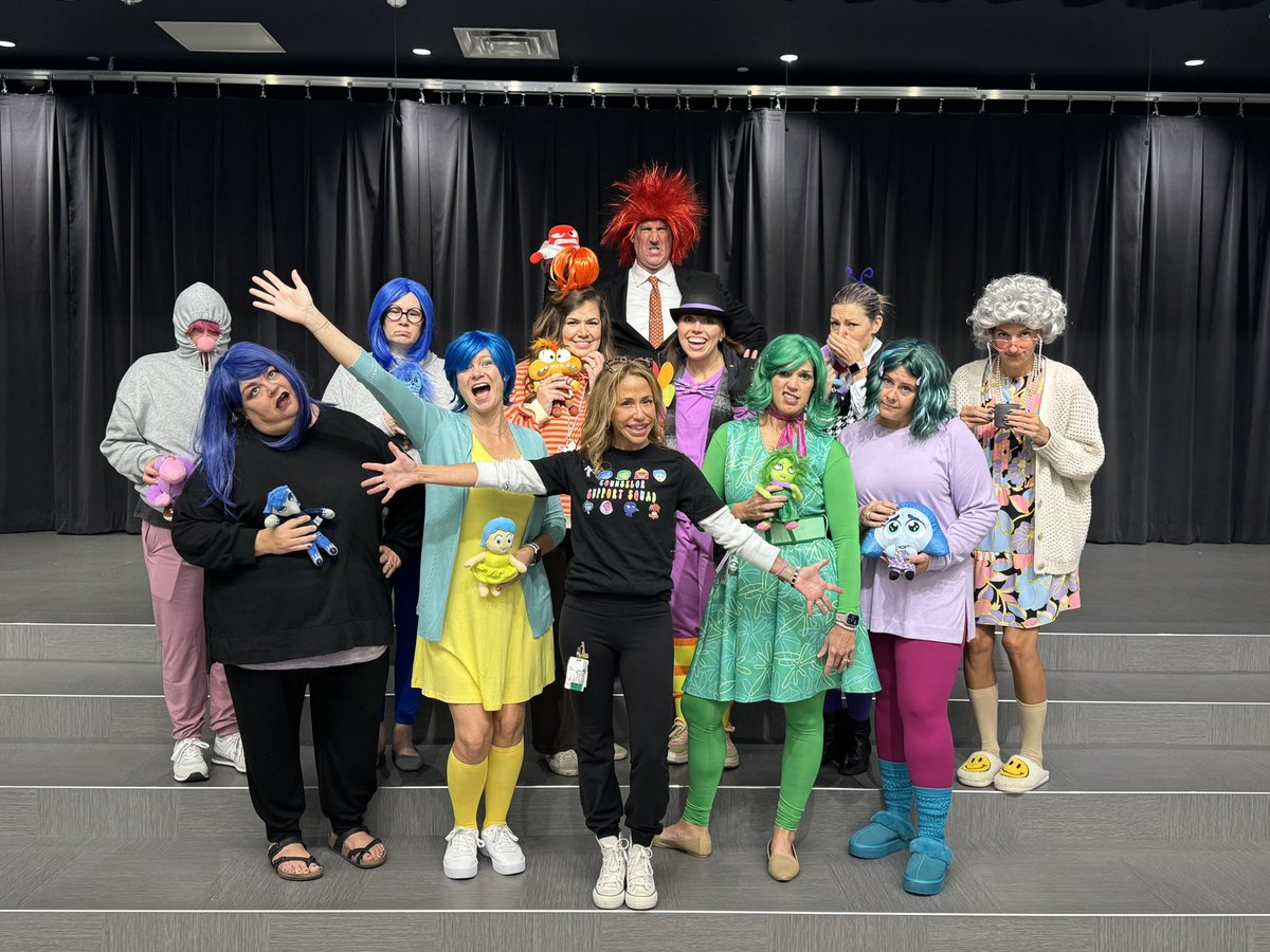 LDHirsh's tweet photo. @TeamBrentfield ‘s Office Staff is full of EMOTIONS! Lunch today felt like a Character Disney Dining Experience 😂 Storybook/Movie Character dress up day = total success! @JasonMyatt3 @APondrom https://t.co/VGkWTETe3K