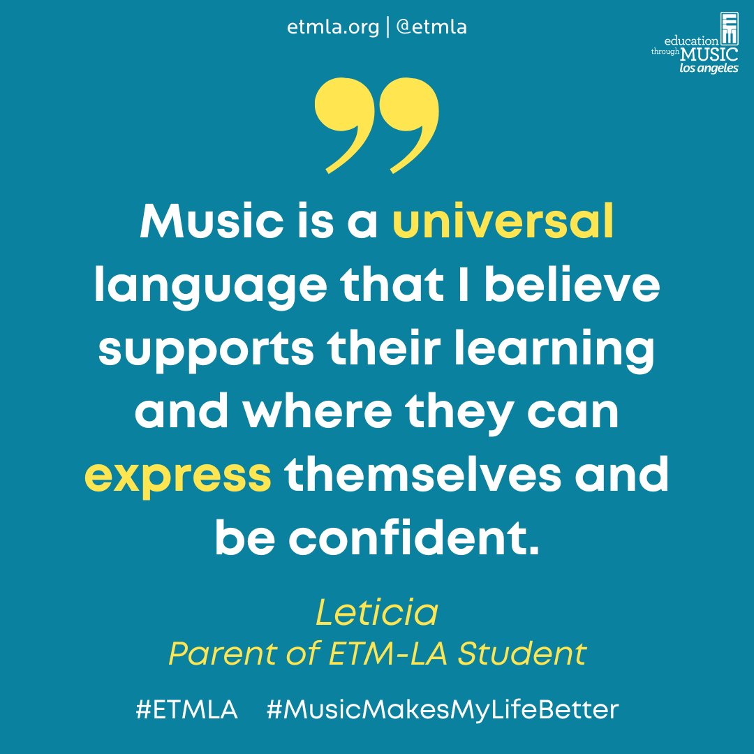 Music enriches education and empowers all children to express their authentic selves. ETM-LA firmly believes in equal access to this universal language. #MusicMakesMyLifeBetter #ETMLA #KeepTheMusicPlaying #GiveTheGiftOfMusic #MusicEducation #NonProfit #LosAngeles #Music