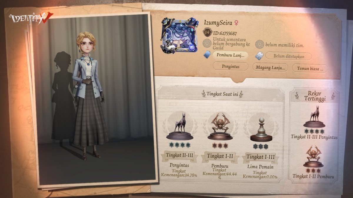 Naone1_Three's tweet photo. Saya sedang bermain Identity V. Mau main game? https://t.co/mV2jZ771E2