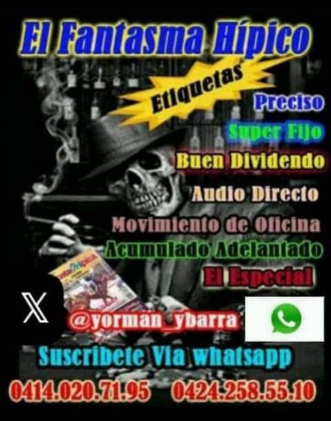 yorman_ybarra's tweet image. (EL FANTASMA HIPICO)
🇻🇪🐎🇻🇪🐎
03-11-24
#LA RINCONADA
#CUPOS ABIERTOS
#INFORMACIÓN VIP

#MOVIMIENTOS DE OFICINA ORIGINALES
#AUDIO EXPLICATIVO
#PRECISA 
#SUPER FIJO
#EL ESPECIAL
#BUEN DIVIDENDO
 #ACUMULADO  

Suscribete ya. Via whatsapp🥏
📱+58 414 0207195📱
📱+58 424 2585510📱
