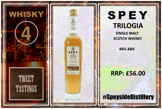 TheWhiskyWire's tweet photo. It’s time to move onto our fourth and final dram of the night: @SpeySingleMalt SPEY Trilogia. What does this dish up and deliver on the nose? #SpeysideDistillery #Scotch #Whisky https://t.co/dgeELwqLTy
