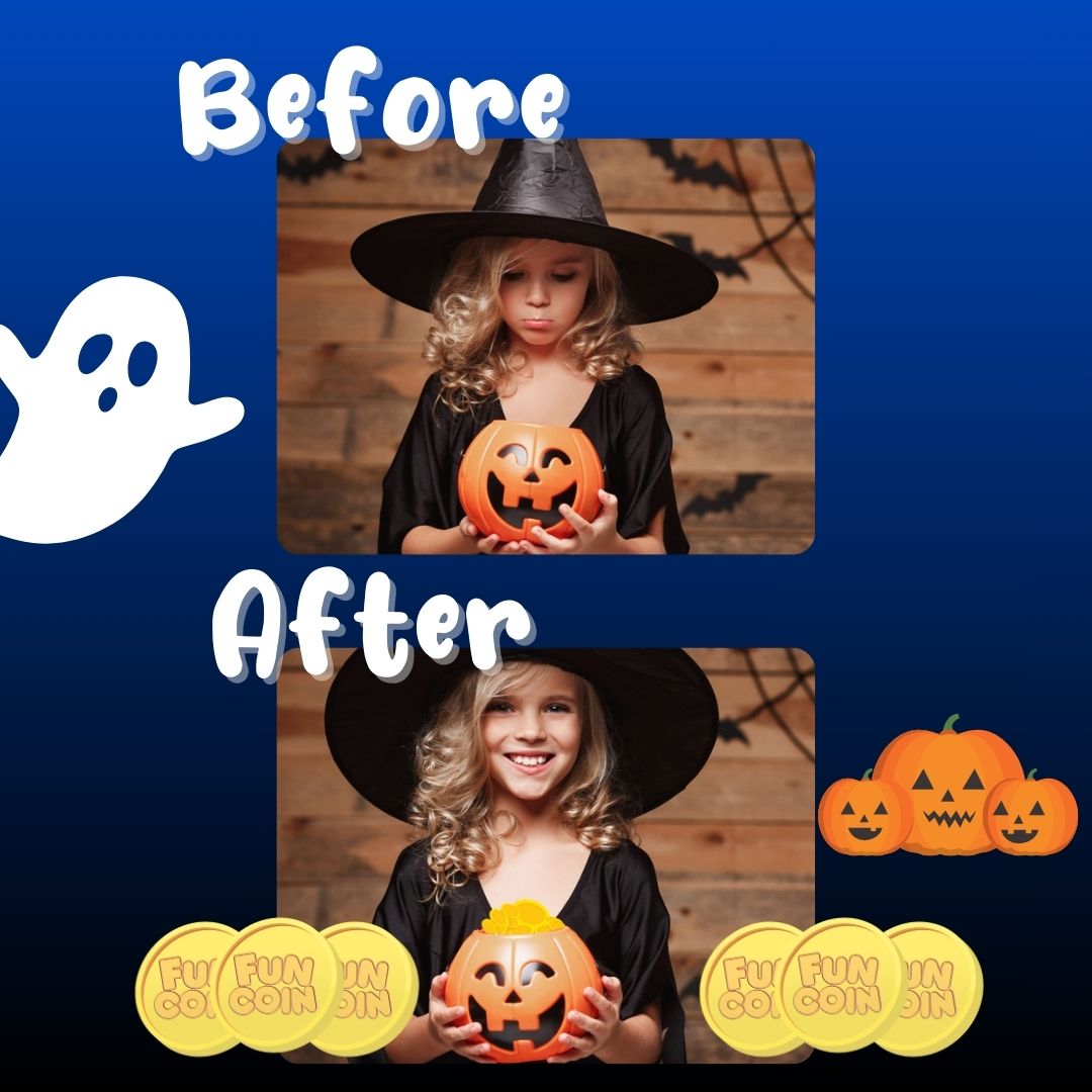 Before &amp; After... The FunHub Halloween Offer! 😄
This Halloween, don’t let your basket be empty! Grab our spooky good deal – £20 gets
you 30 FunCoins (15 plays!) in the FunHub app

Offer runs from Oct 28th - Nov 4th!

linktr.ee/lovefunhub
#HalloweenFun #FunHub
