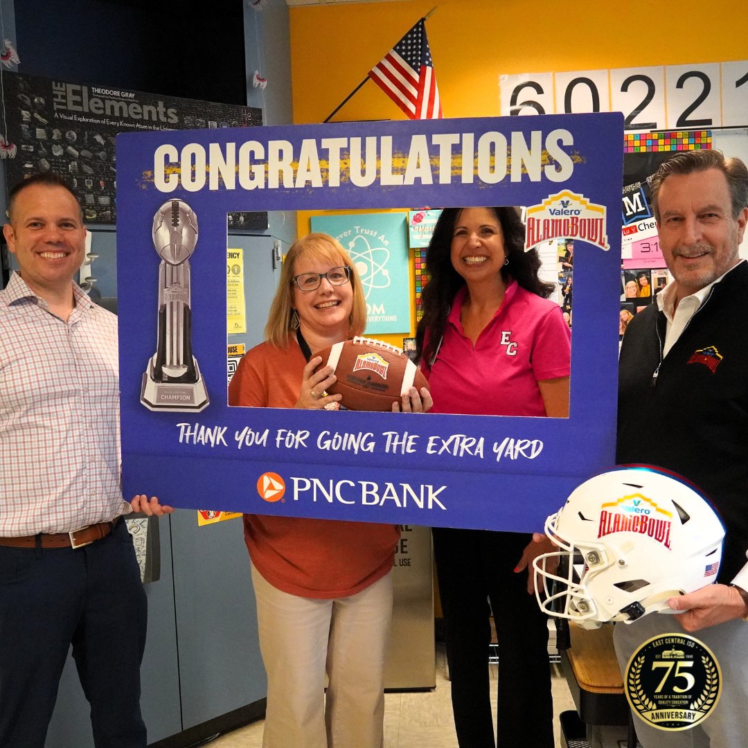 ECISDtweets's tweet photo. 🎉 Exciting News! 🎉 Alexzandria Calderon (Tradition), Lacey Munk (Highland Forest), and Lori Morgenroth (ECHS) have been awarded Valero Alamo Bowl’s "Extra Yard for Teachers" grant! Each received $500 via DonorsChoose and game tickets! 👏 #ValeroAlamoBowl #ECProud https://t.co/v6M6OzJvJN