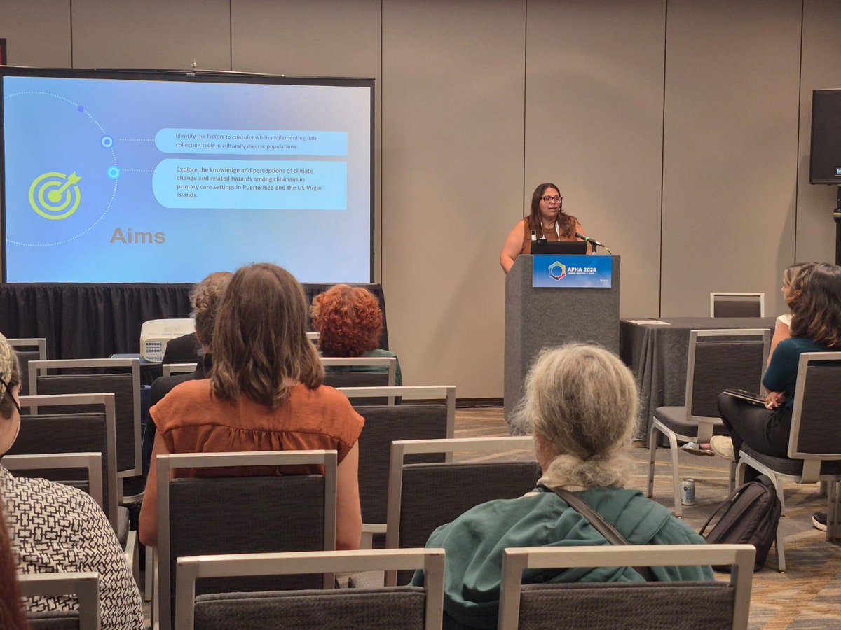 MCN’s <a href="/MaryselPagan/">Dr. Marysel Pagán-Santana</a>, DrPH, MS presented at #APHA2024, where she shared findings from our Caribbean climate project.

#ClimateAction #CaribbeanClimate