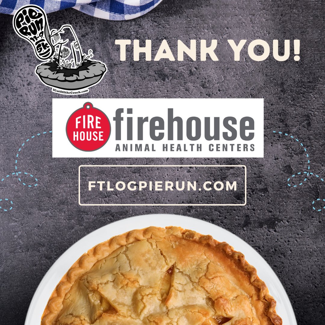 Firehouse Animal Health Center - Kyle is our Top Dog Sponsor all year long! 

Firehouse provides award-winning, comprehensive veterinary care. 

Thank you for supporting Pie Run 5K benefiting For the Love of Go