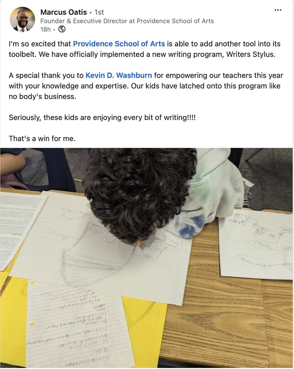 This makes my day, week, month…! Teaching the Writer's Stylus Course is an incredible experience. Watching teachers then use the program to equip students is inspiring. So glad to see it being done well at Providence School of Arts in KC! writersstylus.com