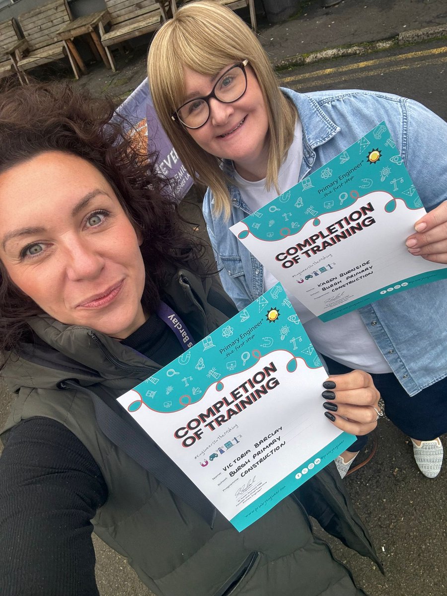 BurghPrimary's tweet photo. Miss Burnside and Mrs Barclay completed their Construction training today. They can’t wait to bring their new skills to Burgh and encourage future engineers. @SLC_RAiSE @EducationSLC #primaryengineering #sse https://t.co/tx7IMukmA5