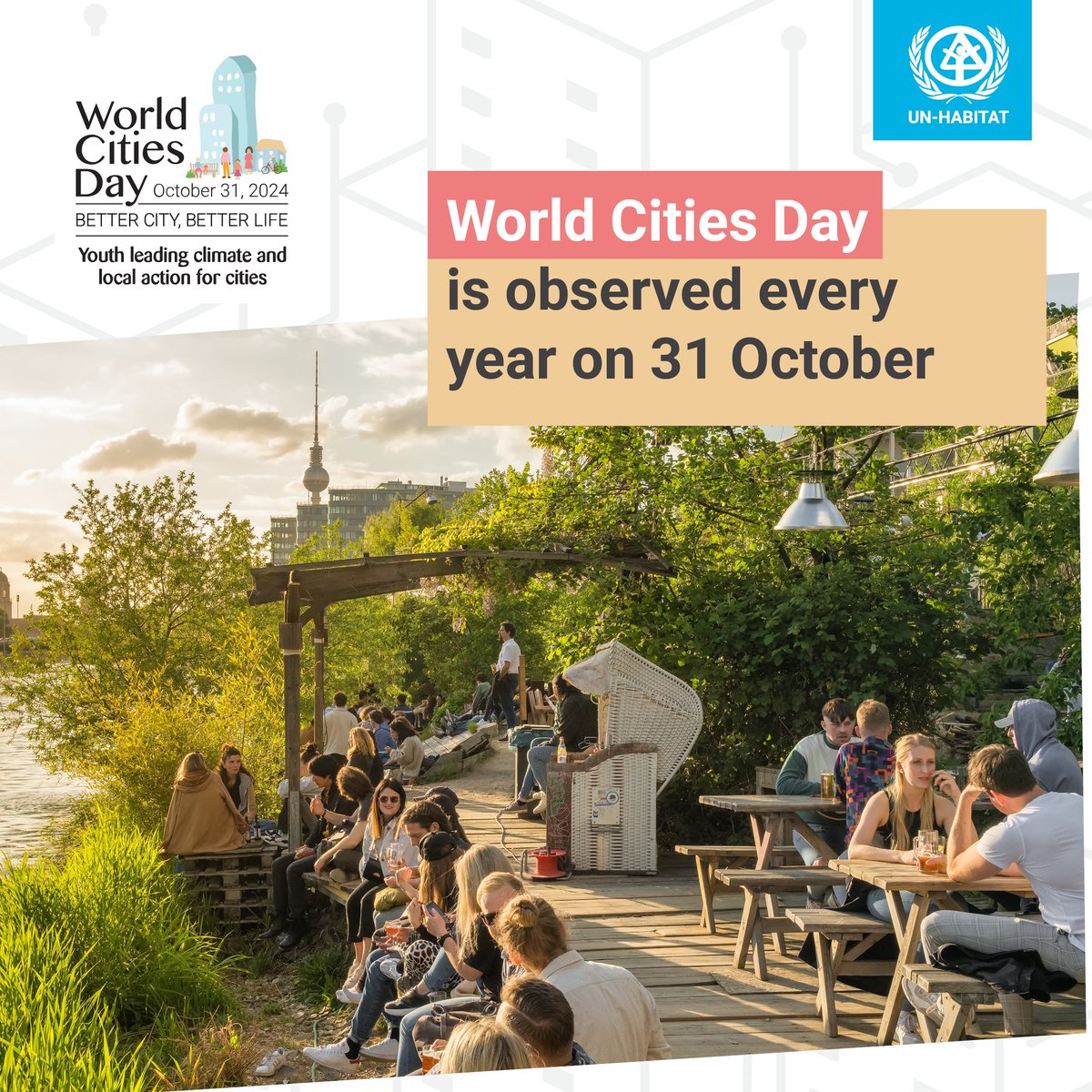UN's tweet image. Cities are projected to house 70% of the world’s population by 2050, facing unprecedented challenges amid the climate crisis.

Thursday’s #WorldCitiesDay highlights the crucial role young people play in tackling urban climate issues. urbanoctober.unhabitat.org/wcd via @UNHABITAT