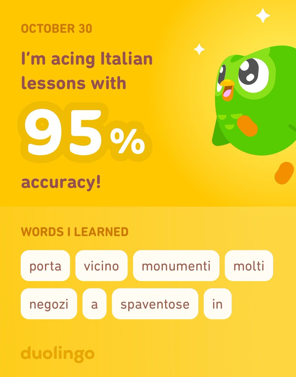 I’m learning Italian on Duolingo! It’s free, fun, and effective.