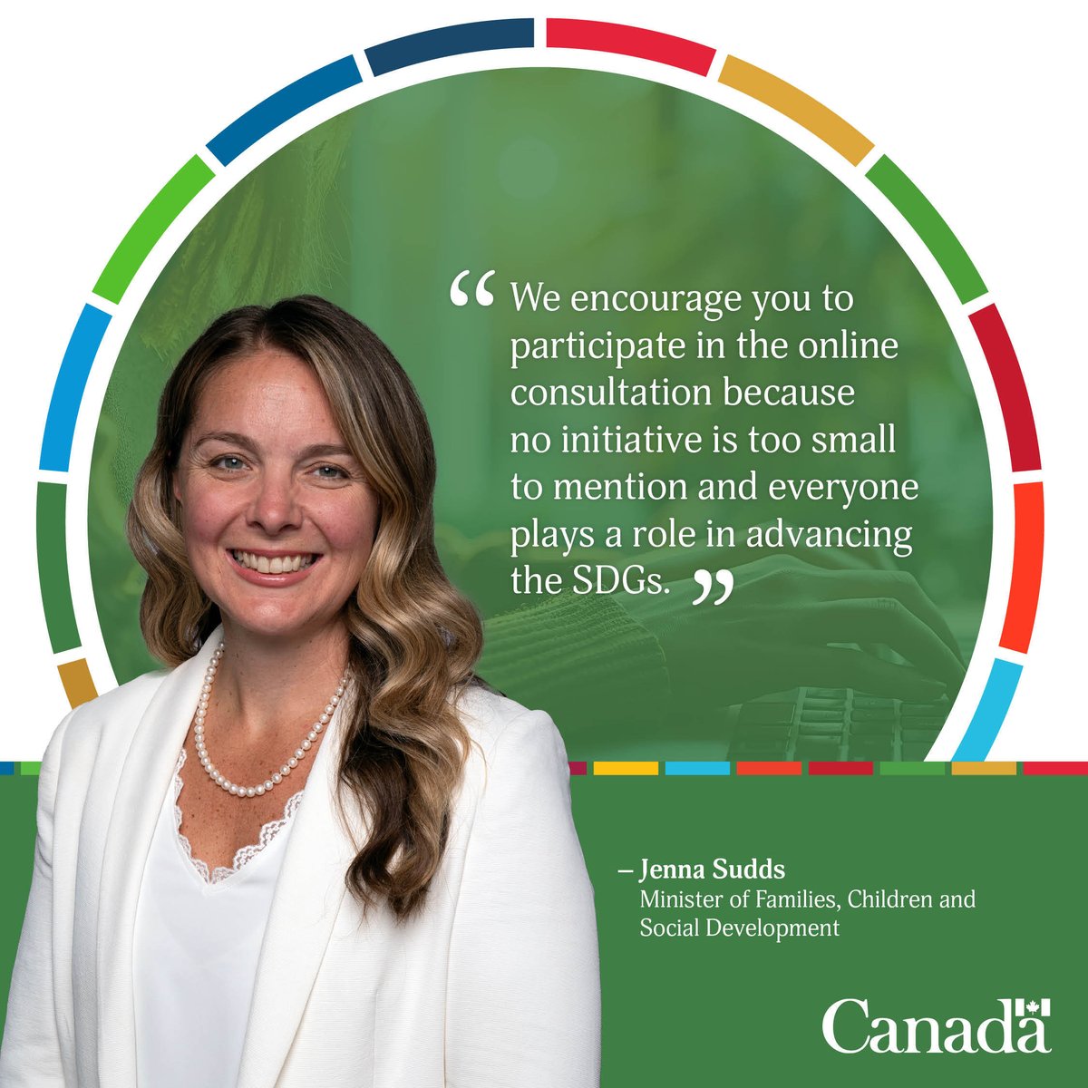 Employment and Social Development Canada (@esdc_gc) on Twitter photo New online consultation open to all! 📣
Today at EngageFest, hosted by <a href="/Tamarack_Inst/">Tamarack Institute</a>, Minister Sudds announced the launch of the engagement process for the 2025 Annual Report on the Sustainable Development Goals.
More info: ow.ly/cGBf50TWALU
#Can2030Agenda New online consultation open to all! 📣
Today at EngageFest, hosted by <a href="/Tamarack_Inst/">Tamarack Institute</a>, Minister Sudds announced the launch of the engagement process for the 2025 Annual Report on the Sustainable Development Goals.
More info: ow.ly/cGBf50TWALU
#Can2030Agenda