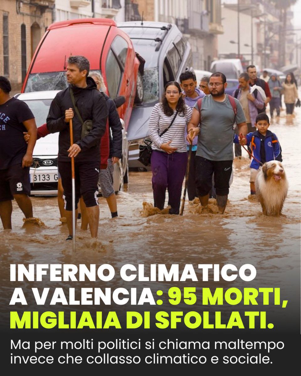 Le tragiche notizie che arrivano in queste ore dall'#alluvione a #Valencia ci ricordano la condizione di gravissimo pericolo, insicurezza e miseria verso cui i governi ci stanno conducendo.

#spagna #floods #maltempo #ClimateEmergency