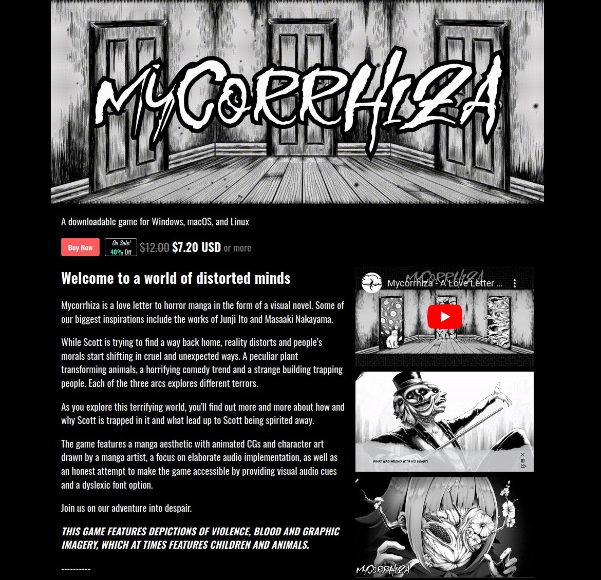 Not many days left to get Mycorrhiza for 40% off! 
Tomorrow is the scariest day of all, after all.

It's got the perfect length to fill 1-2 creepy evenings.

You can also get it on itch if you prefer it over Steam.

fulminisictus.itch.io/mycorrhiza

#Horror | #Halloween | #GameDev
