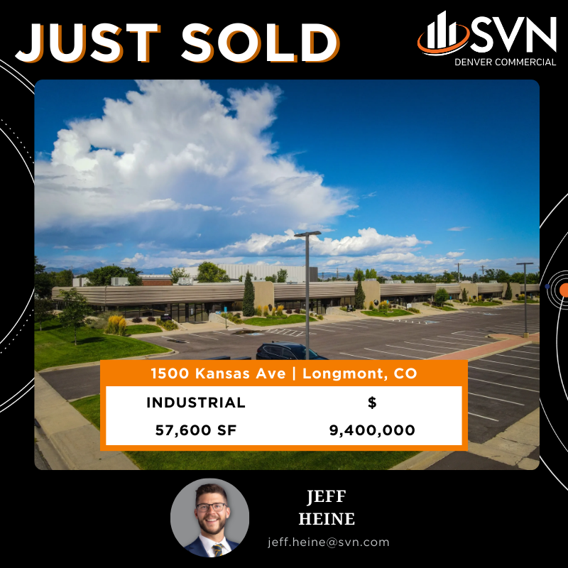 SVN_Denver's tweet photo. Congratulations to  @thejeffheine  for selling 1500 Kansas Ave in Longmont, CO!

#justsold #industrial #commercialrealestate #cre #retwit #Longmont #NoCO https://t.co/XWqXiTDi4Y