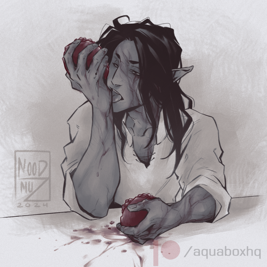 yamiz's tweet photo. #OCoctober: 29 - Eating/ holding - Festival/ street foods
If it hadn't been for the idea, Yasha wouldn't be so martial with his food, of course. He doesn't like wasting food or handling it with sticky fingers. But a pomegranate is a tricky thing. X>
#BG3 #BG3tav #DnD https://t.co/RQNEC8B4wJ