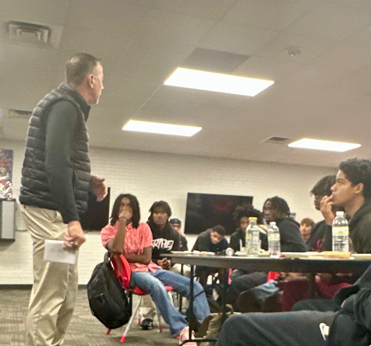 Thank you Coach Brian Lester from <a href="/OSSAAOnline/">OSSAA</a> for visiting with our young men about hard work today at lunch. Your life story is a great one, and your knowledge will definitely benefit our team.