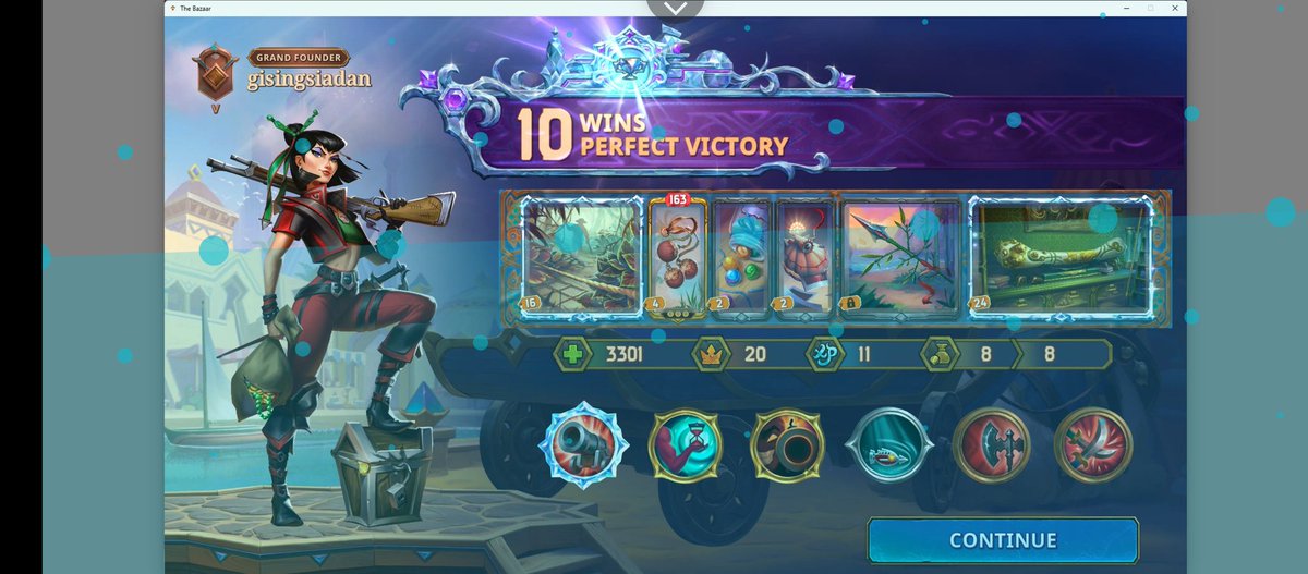 First run perfect 10 win.. while on the road, remote-ing my PC. Since there ain't no mobile yet. 😅 <a href="/PlayTheBazaar/">The Bazaar</a>