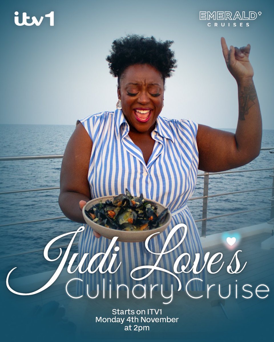 Judi Love (Blue Tick) 😂 (@1judilove) on Twitter photo My brand new cooking show!! 😍😍
Judi Love’s Culinary Cruise…Airs Monday 4th November 2pm <a href="/ITV/">ITV</a> <a href="/ITVX/">ITVX</a> <a href="/TitleRoleTV/">Title Role</a> <a href="/Emerald_Cruises/">Emerald Cruises</a> #JudiLove #JudiLoveculinarycruise 👩🏾🍳⏲️ #mediterranean #Cruise My brand new cooking show!! 😍😍
Judi Love’s Culinary Cruise…Airs Monday 4th November 2pm <a href="/ITV/">ITV</a> <a href="/ITVX/">ITVX</a> <a href="/TitleRoleTV/">Title Role</a> <a href="/Emerald_Cruises/">Emerald Cruises</a> #JudiLove #JudiLoveculinarycruise 👩🏾🍳⏲️ #mediterranean #Cruise