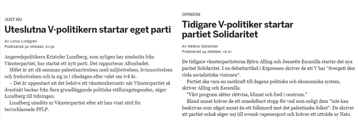 Två nya vänsterpartier på en vecka. 

Splittringen var bra och nödvändig.